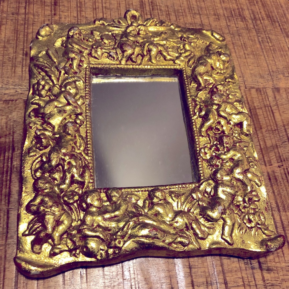 Gold Leafed Cherub Plaster Framed Mirror